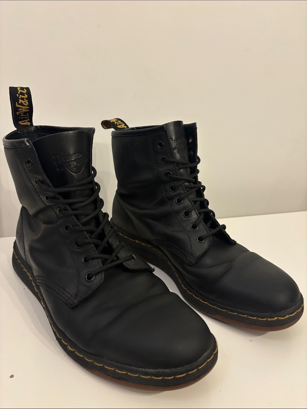 Dr. Martens Newton 8-Eye Black Leather Boots US Men 12